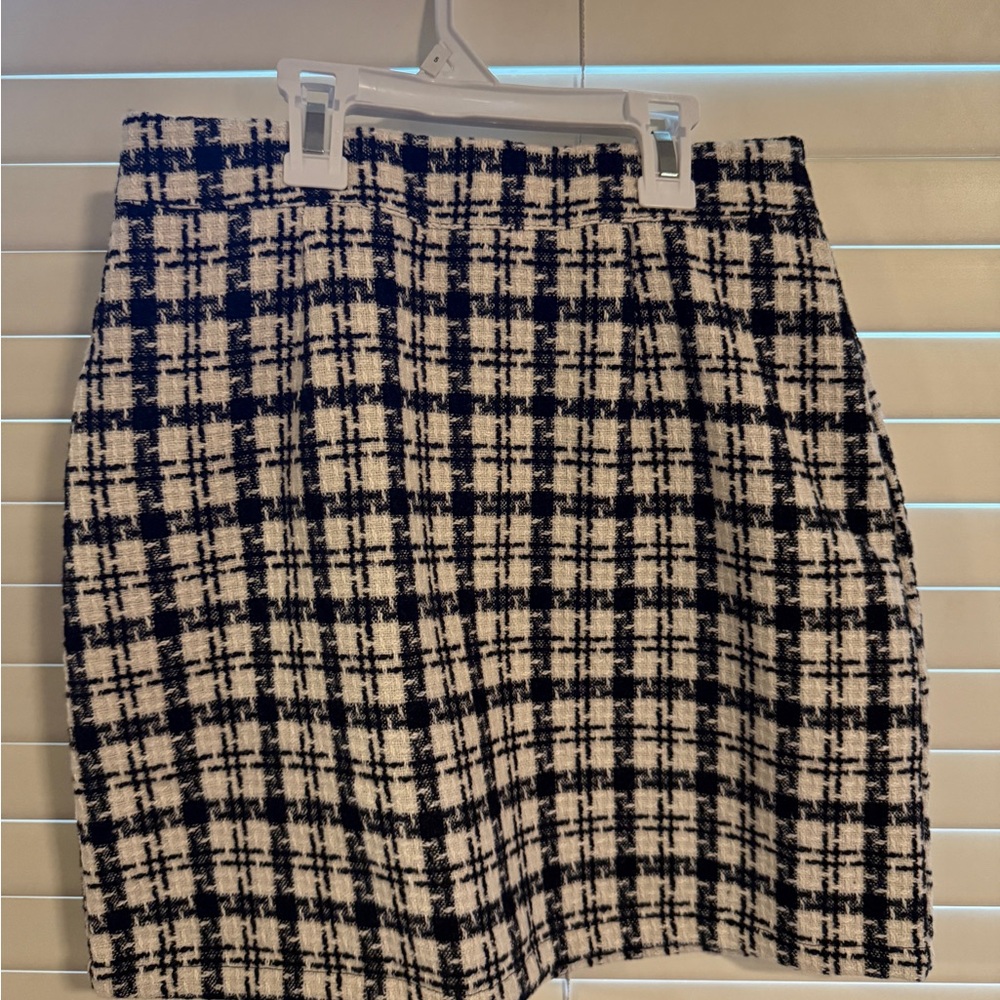 Blue and White Bubble Mini Skirt for Work